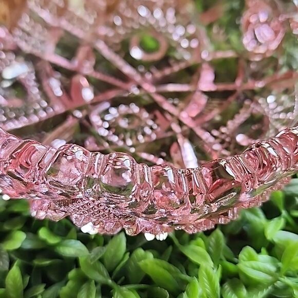 Vintage Imperial Pink Nappy Dish With Hobstar Pattern - Picture 10 of 13